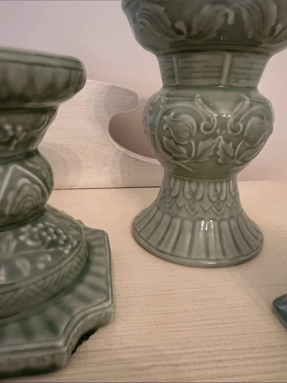 Ceramic Green Decorative Candle Holders Set - Brand Unspecified